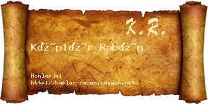 Káplár Rabán névjegykártya